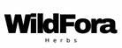 Wildfora home page hero banner featuring natural herbal powders, whole herbs, and forest-inspired organic ingredients logo