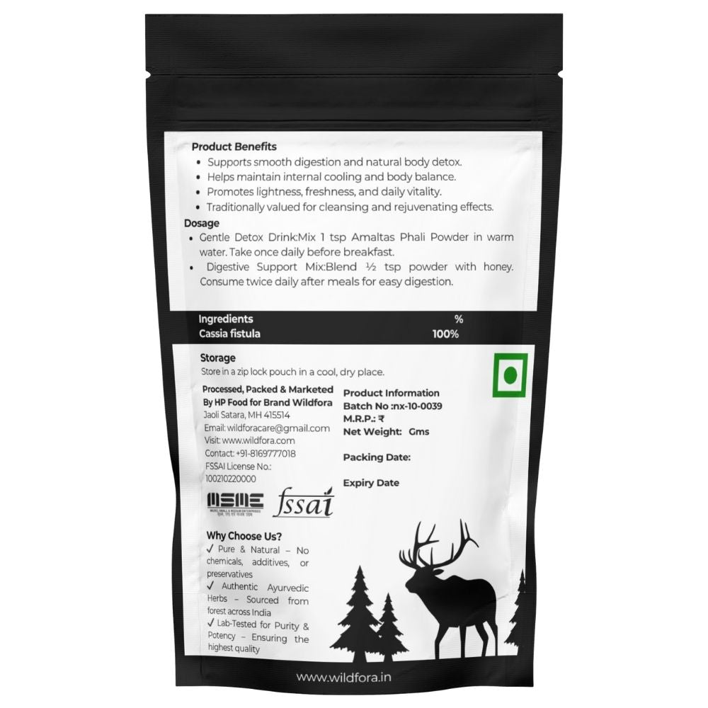 Amaltas Phali Powder, Amaltas Phali Churna, Amaltaas Fali, Amalatash Phali, Wildfora Amaltas Powder, Amaltas Cassia Fistula Powder, Cassia Fistula Pod Powder, Amaltas Herbal Powder, Wildfora Amaltaas Phali, Indian Laburnum Powder, Bahava Phali Churna, Wild Forest Amaltas, Amaltas Phali Herbal Churna