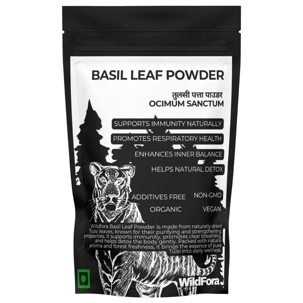 Wildfora Basil Leaf Powder, Tulsi Patta Powder, तुलसी पत्ता पाउडर, Ocimum sanctum, Tulsi Leaf Powder, Holy Basil Powder, Sacred Basil, Herbal Tulsi Churna, Wildforest Herbal, Wildfora Herbal Product, Organic Tulsi Powder, Natural Basil Leaf, Ayurvedic Tulsi Churna, Herbal Basil Leaf Powder, Wildfora Tulsi Herbal, Wild Forest Herbal Product, Basil Patta Powder, Wildfora Holy Basil Leaf Powder.