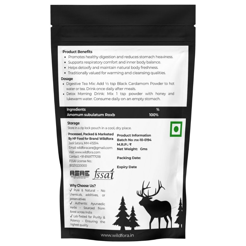 Wildfora Black Cardamom Powder, Kali Elaichi Powder, Black Elaichi, Amomum subulatum, Wildforest Spice, Organic Black Cardamom, Wildfora Kali Elaichi, Large Cardamom Powder, Brown Cardamom Powder, Badi Elaichi Churna, Wildfora Herbal Product, Wildfora Spice Powder, Wild Forest Cardamom Powder, Natural Cardamom Spice, Aromatic Spice Powder, Wildfora Kitchen Spices.