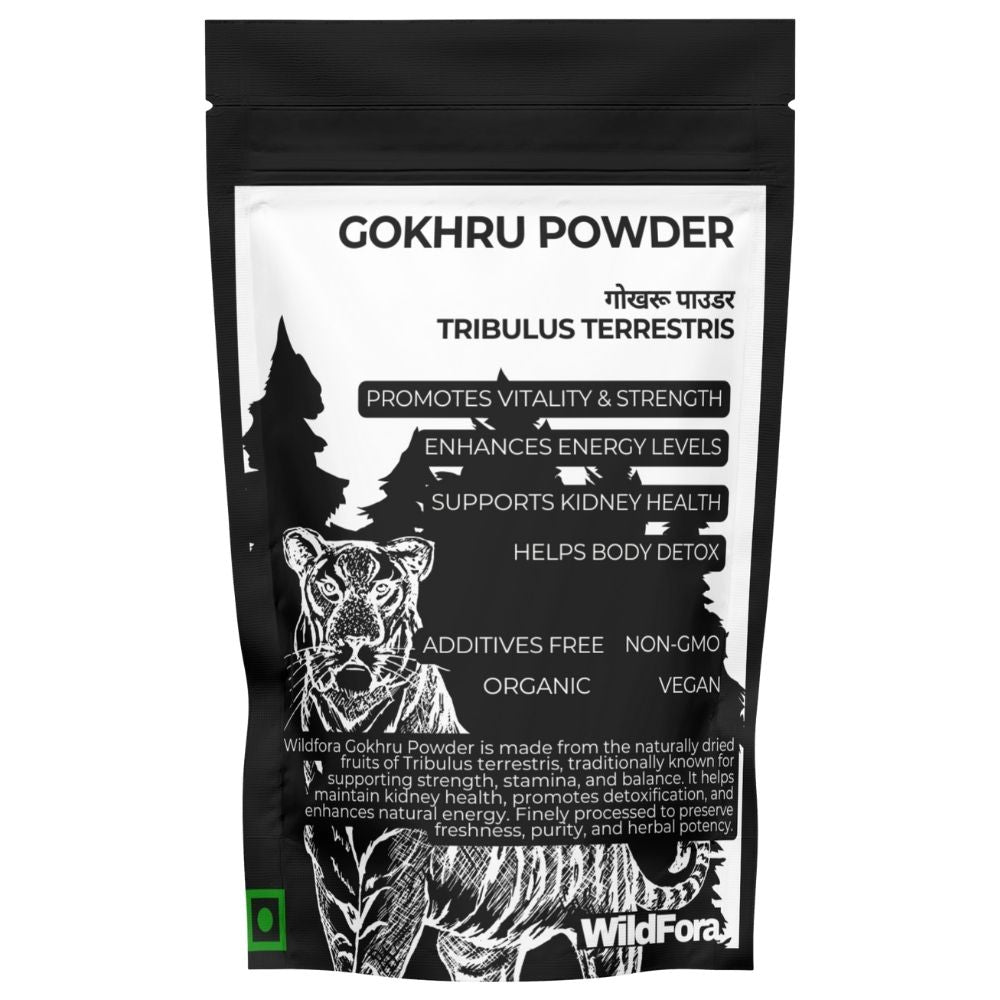 Wildfora Gokhru Powder, Gokharu Powder, गोखरू पाउडर, Tribulus Terrestris, Herbal Gokhru Powder, Natural Gokharu Powder, Wildforest Herbal Product, Wildfora Herbal Powder, Organic Gokhru Powder, Wildfora Natural Product, Forest Herbal Powder, Small Caltrops Seeds Powder.