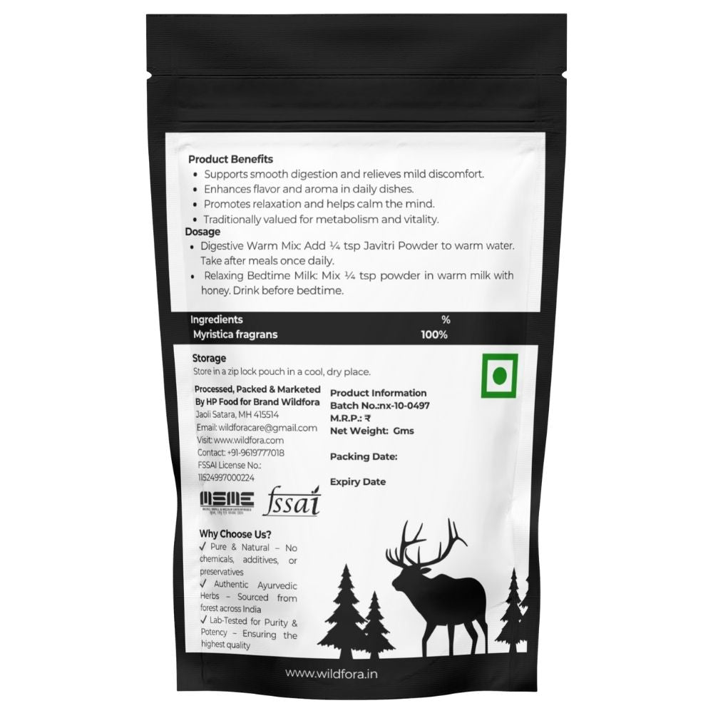 Wildfora Javitri Powder, Javitri Powder, Mace Churna, Ground Javitri, Japatri Powder, Herbal Mace Powder, Natural Javitri Churna, Wildfora Herbal Products, Forest Javitri Powder, Pure Mace Powder, Myristica fragrans mace powder, Organic Javitri Powder, Premium Javitri Powder.
