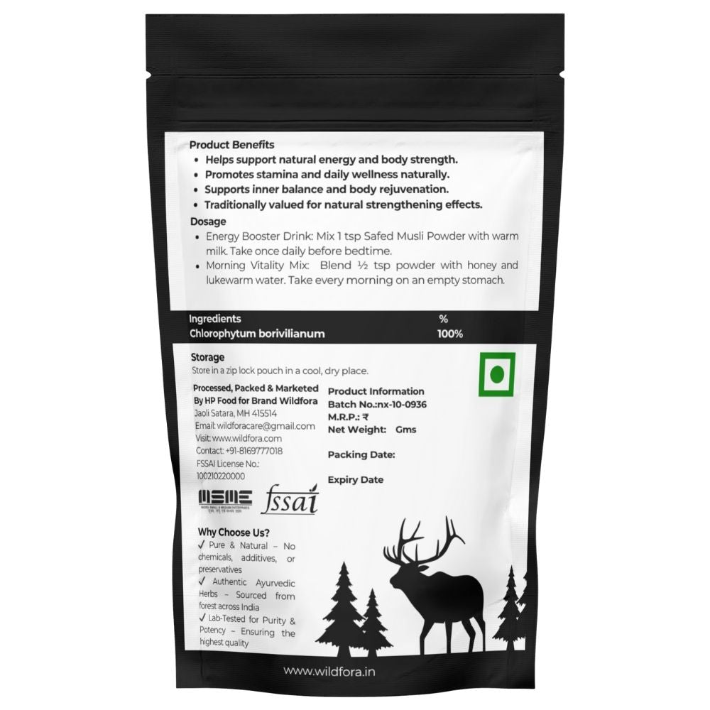 Wildfora Safed Musli Powder, Safed Musli Powder, White Musli Powder, Shweta Musli Churna, Chlorophytum borivilianum, Herbal Safed Musli Powder, Wildforest Herbal, Wildfora Herbal Product, Organic Safed Musli, Natural Musli Root Powder, Herbal White Musli, Ayurvedic Musli Powder, Wildfora Herbal Musli, Wild Forest Herbal Product, Musli Herbal Churna, Wildfora Musli Root Powder.