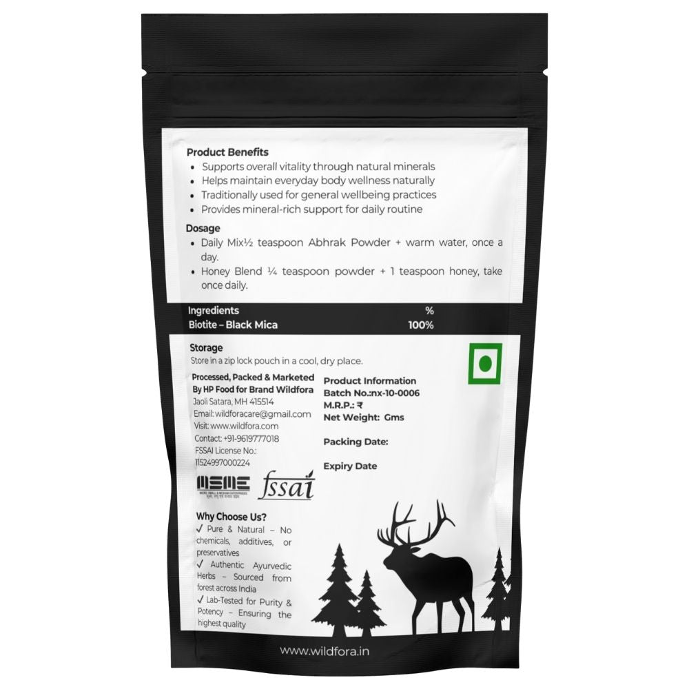 Abhrak, Abhrak powder, Kala Bajra, Black Mica, अभ्रक, Wildfora Abhrak, Wildfora Black Mica, natural mica powder, forest inspired mica, herbal mica, mineral inspired herb, Wildfora products